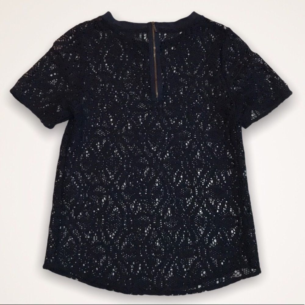 BANANA REPUBLIC Navy Crochet Lace Top - Picture 3 of 7
